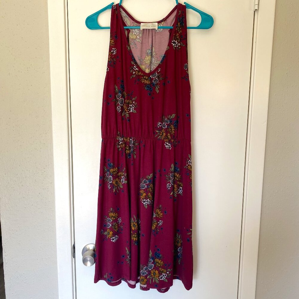 French Grey Super Soft Purple Floral Print Dress
